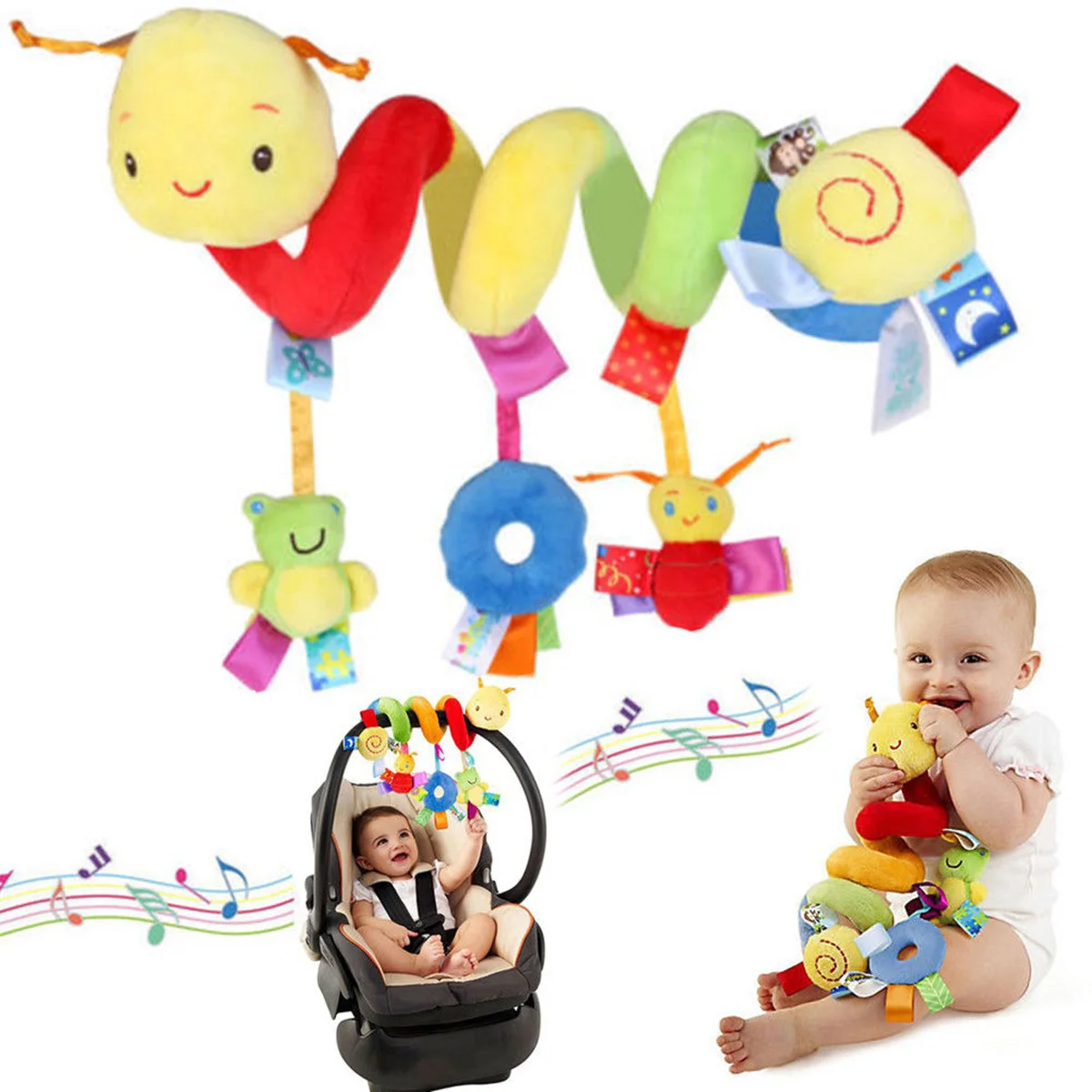 Multifunctional Pram Hanging Stroller Crib Cot Toy Spiral Car Seat with Ringing Bell Strollers