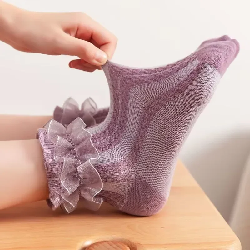 Baby Christmas gift lace stockings Girl Socks Newborn Infant Children Cute Lace Flower Short Socks Suitable For 0-3 Years Old