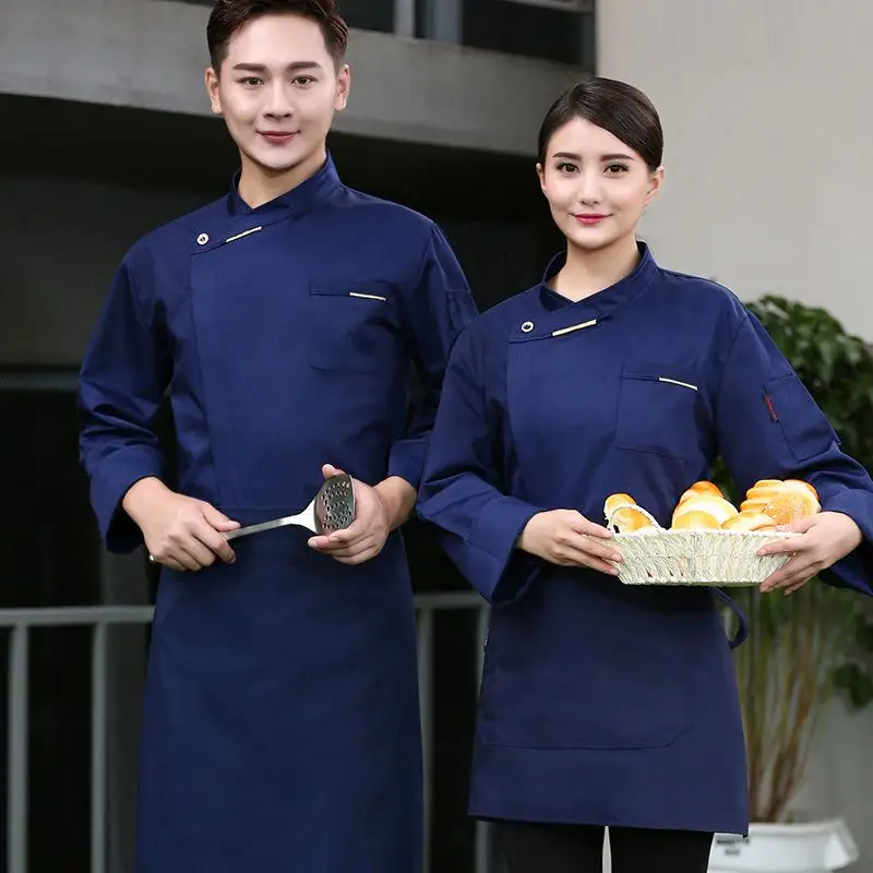 Picture 5: Chef's Clothing Long Sleeved Men Hotel Restaurant Kitchen Breathable Personalized Custom LOGO Cook Waiter Work Clothes Design