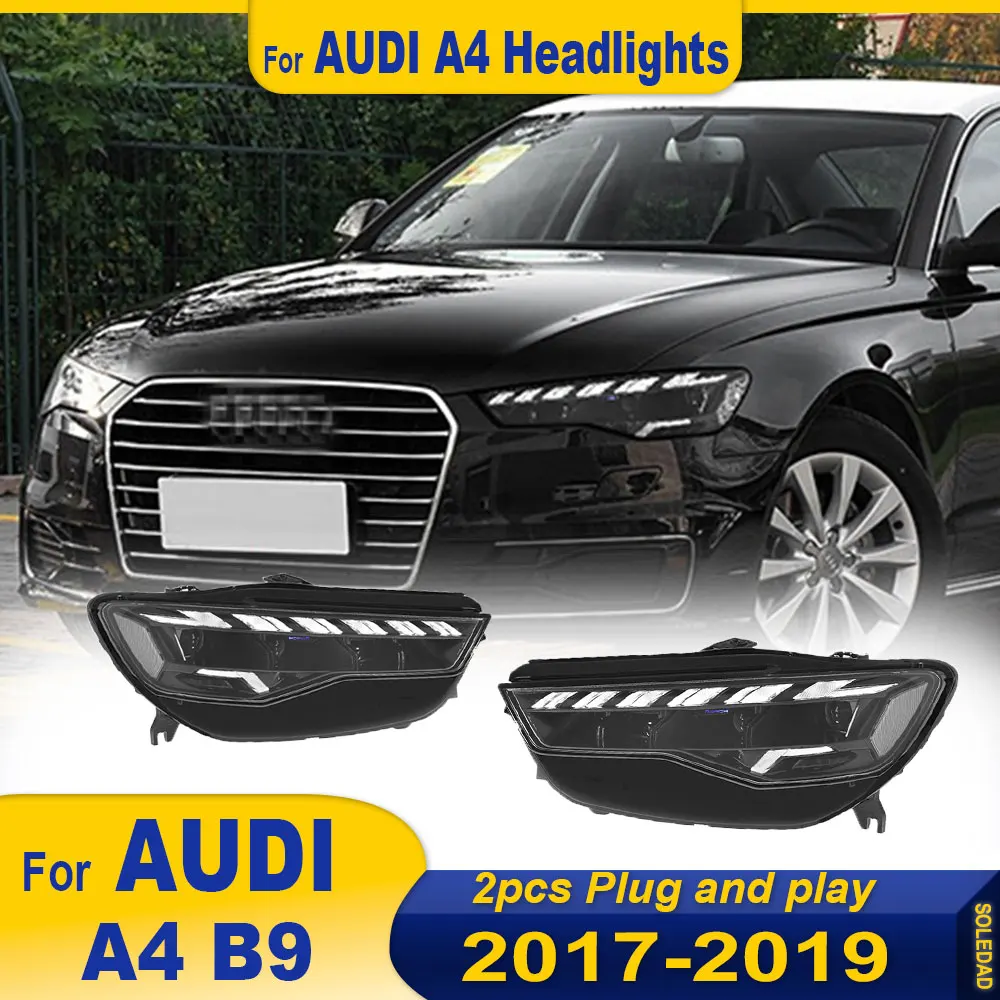 

Автомобильные полностью светодиодные фары для Audi A6 2016 2017 2018, аксессуары, модифицированные A6L светодиодные передние DRL указатели поворота, фара в сборе