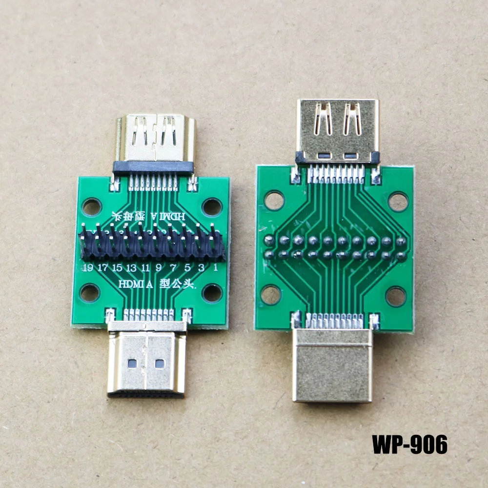 1pc HDMI Male and Female Test Board MINI Connector with Board PCB 2.54mm pitch 19/20pin DP HD A Female To Male Adapter Board