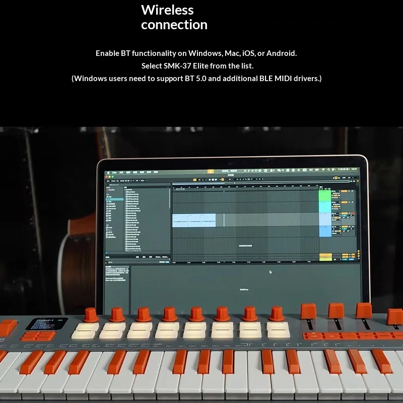 M VAVE SMK37Elite 37 Key Portable Bluetooth MIDI Keyboard Impact Pad Controller Music Synthesizer For Music Production