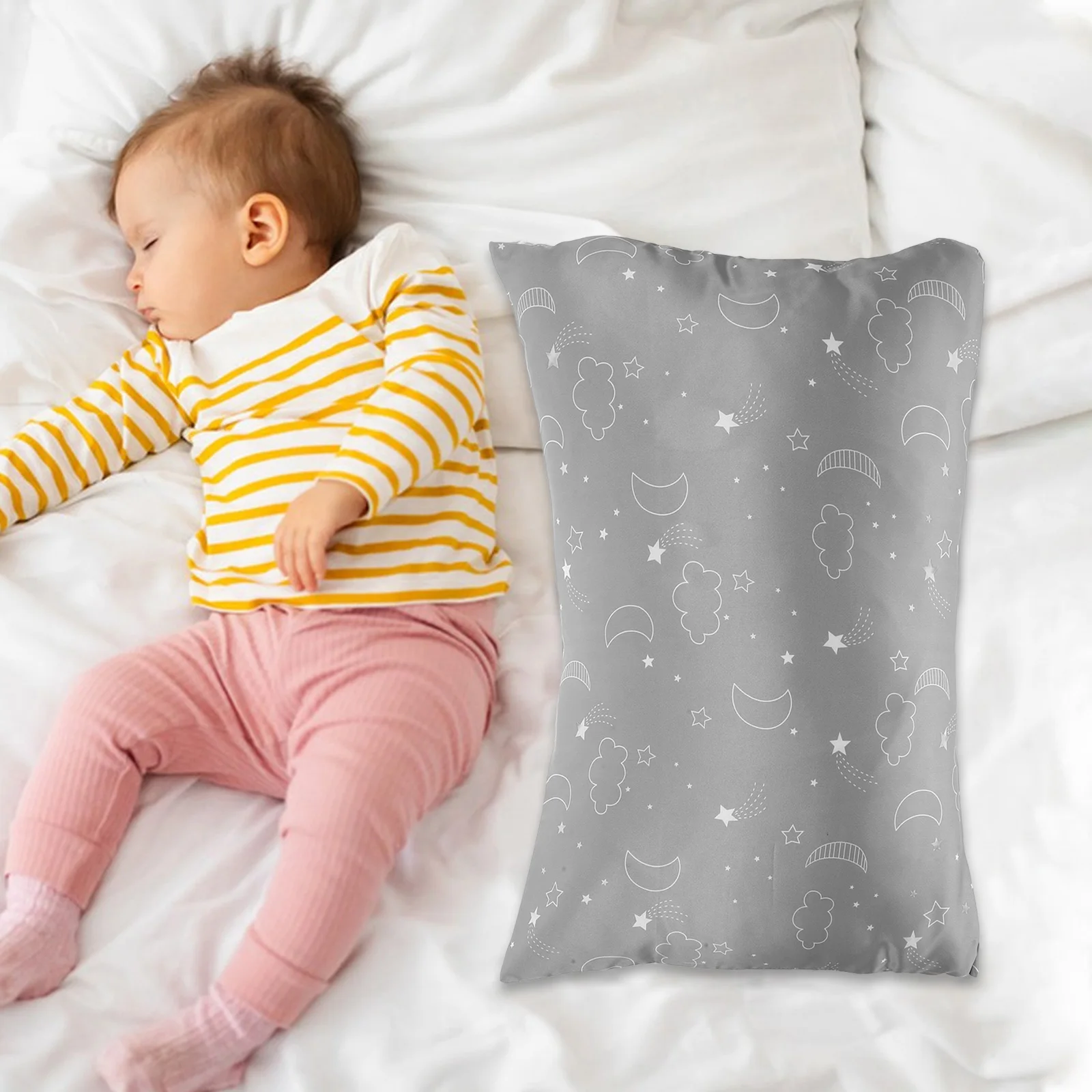 

Children Pillowcase Cartoon Print Breathable Envelope Closure Travel Toddler Care Grey Bedding Kids Travel Pillowcase