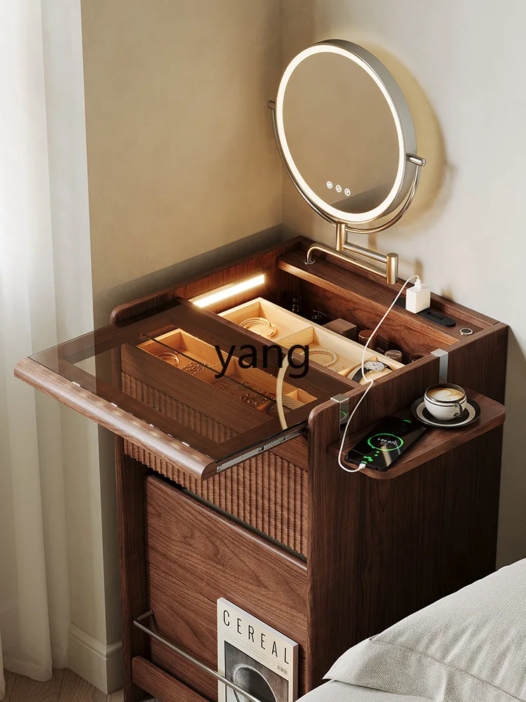 TGF solid wood dresser small black walnut small apartment bedroom bedside table