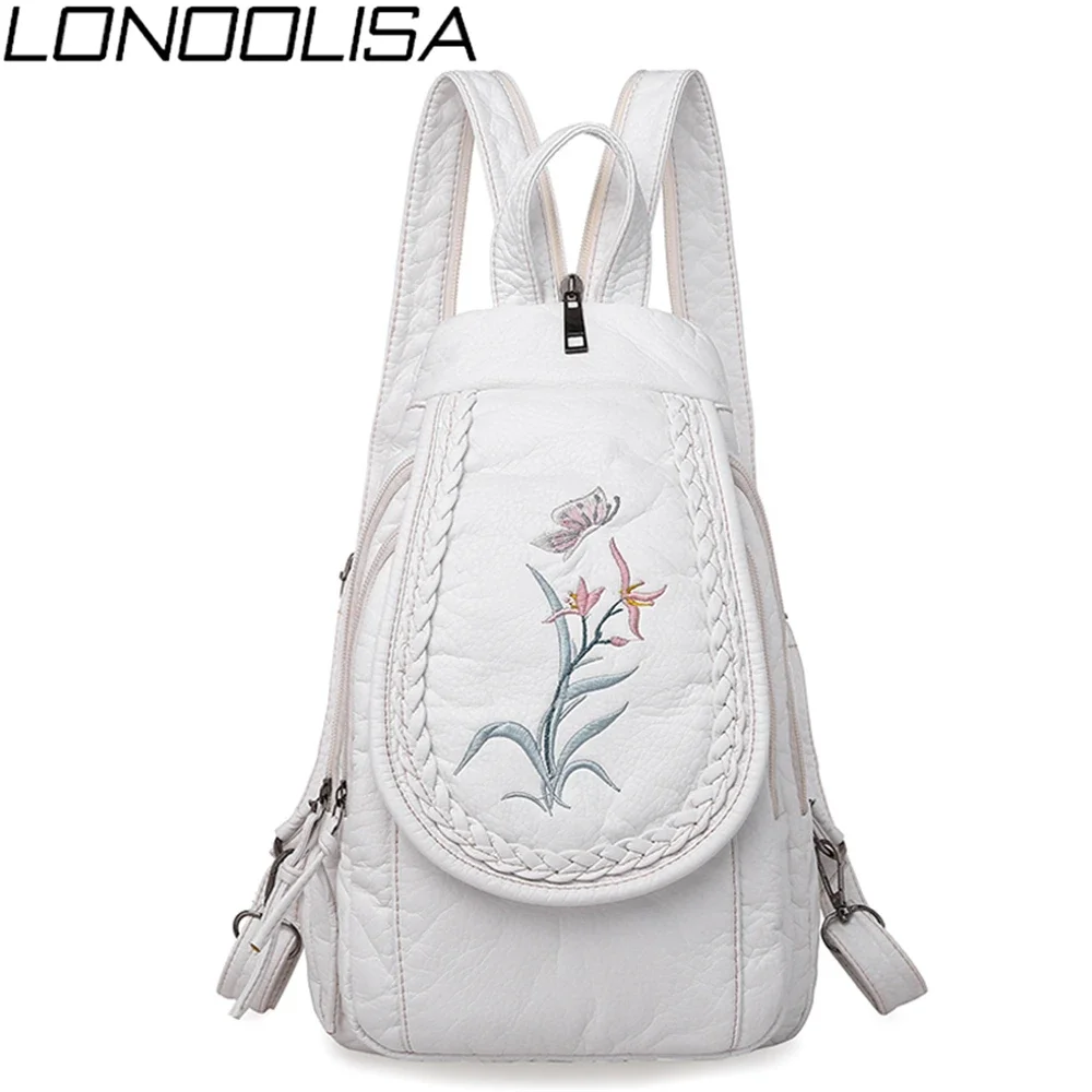 Women\'s  Backpack Ladies Small Backpack For Teenage Girl  Bagpack Soft Washed Leather Chest Bags for Women 2024 Mochila Feminina