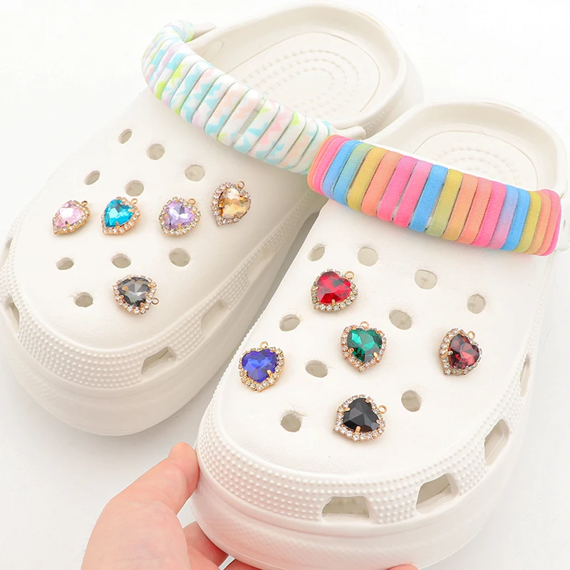 

Colorful Gemstone Crystal Drill Shoes Decoration Shoe Charms Pins for Sandals Love Flower Buckle Shoes Accessories 1PC