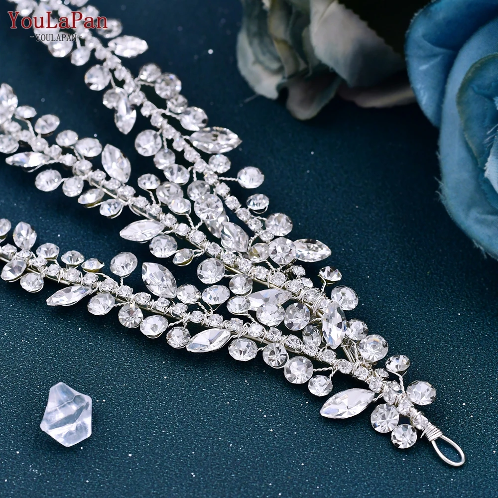 YouLaPan HP496 Strass-Braut-Stirnband Luxuriöses Braut-Haaraccessoire Damen-Kopfschmuck Hochzeits-Haaraccessoire Braut-Tiara – Detail 9