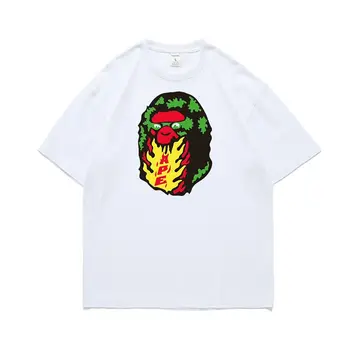 Bape Shark 반팔 조인트 니치 프린팅 코튼 크루넥 티셔츠, 루즈한 반팔, 남녀 커플 반팔  Best5