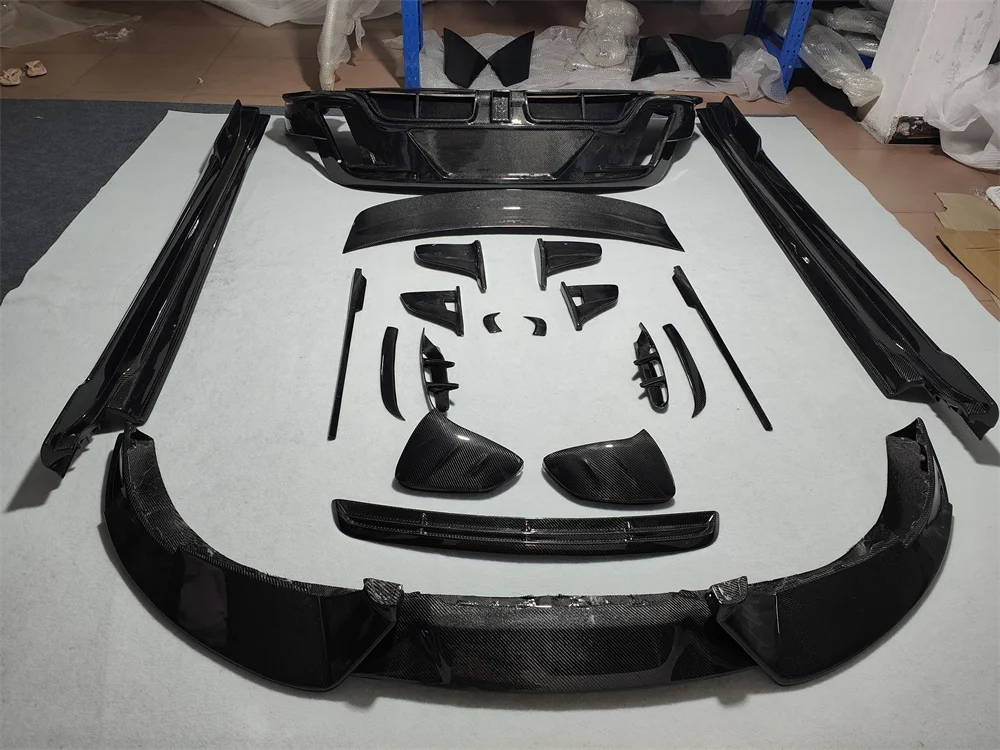 

M-Style Carbon Fiber Body Kit for Porsche Taycan Includes Front Lip Rear Diffuser Side Skirt Rear Spoiler for Modification
