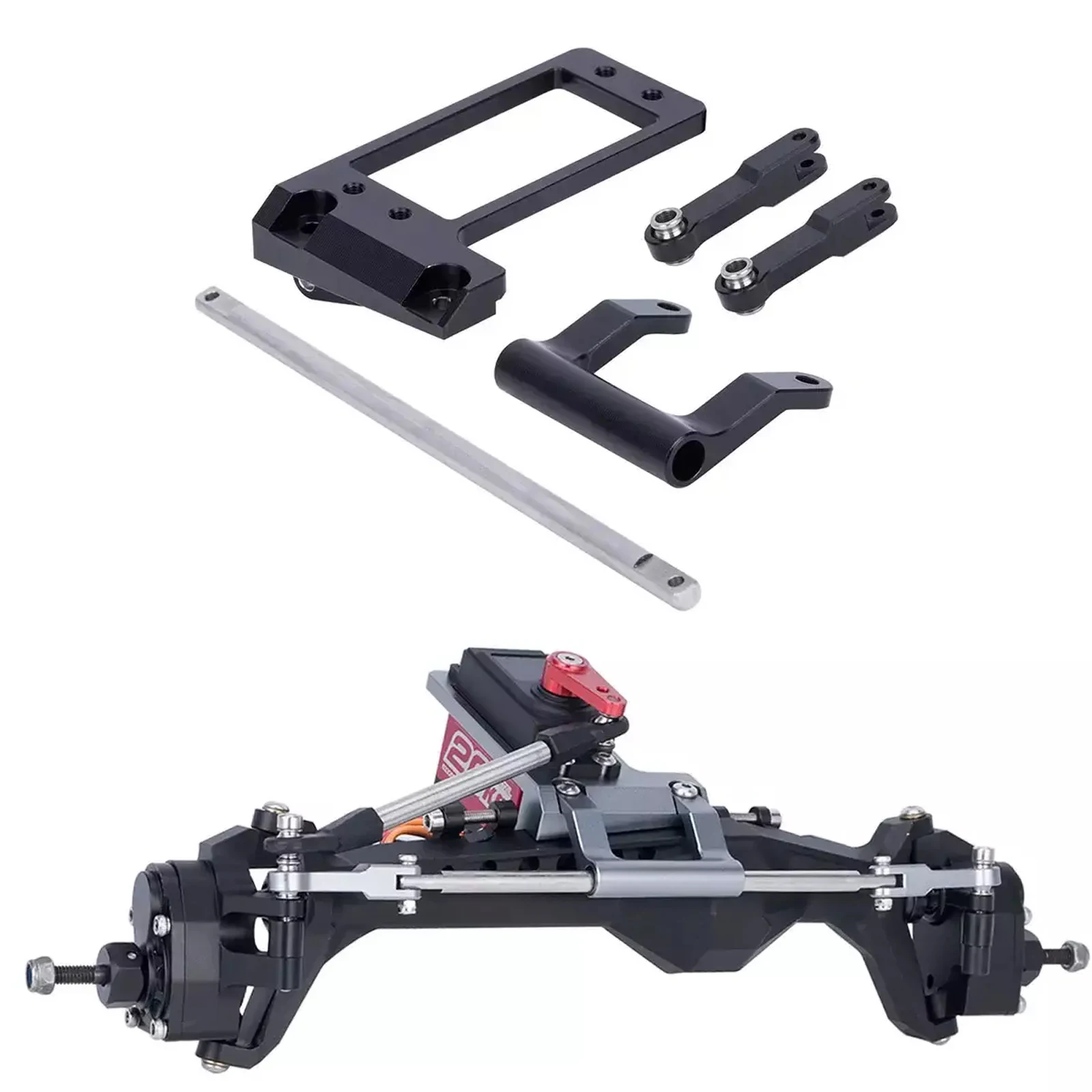 Essieu avant en métal CNC chauve-souris, support de servo avec kit de direction hydraulique pour voiture RC 1/10, appellation de portail crédible Capra F9, châssis LCG bricolage