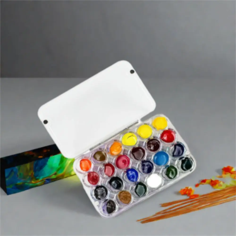 

Portable 24 Grids Mini Watercolor Palette Acrylic Transparent Watercolor Paint Tray Empty Sealed Paint Box Travel