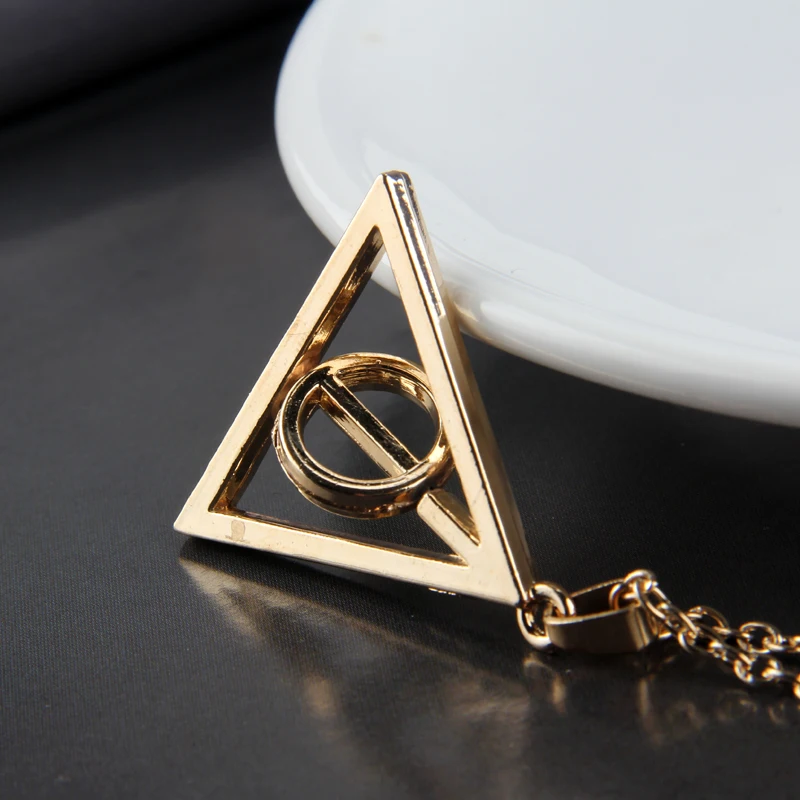 Triangle Necklace The Deathly Hallows Pendant Action Toy FiguresMovie Trendy Jewelry Chain Women Men Accessary Choker Collares