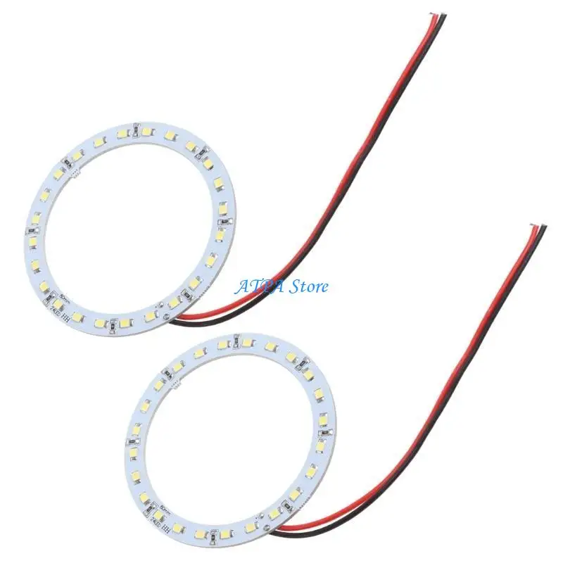 U13C 2Pcs 12V 24 LED 80mm Angel Eyes Bright White Ring Car Light