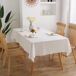 Toalhas De Mesa De Algodão Retangular Branco, Toalhas De Mesa Laváveis, Festa De Casamento, Cozinha, Jantar, Sala De Estar, Aniversário, Decoração De Mesa, Tampas De Mesa