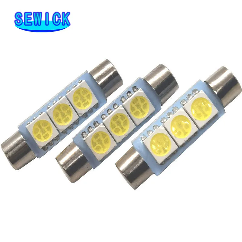 

300pcs Festoon Dome T6.3 28mm 31mm 3 SMD 5050 LED 3smd Light Bulb Car Vanity Mirror Lights Sun Visor Fuse Light White 12V