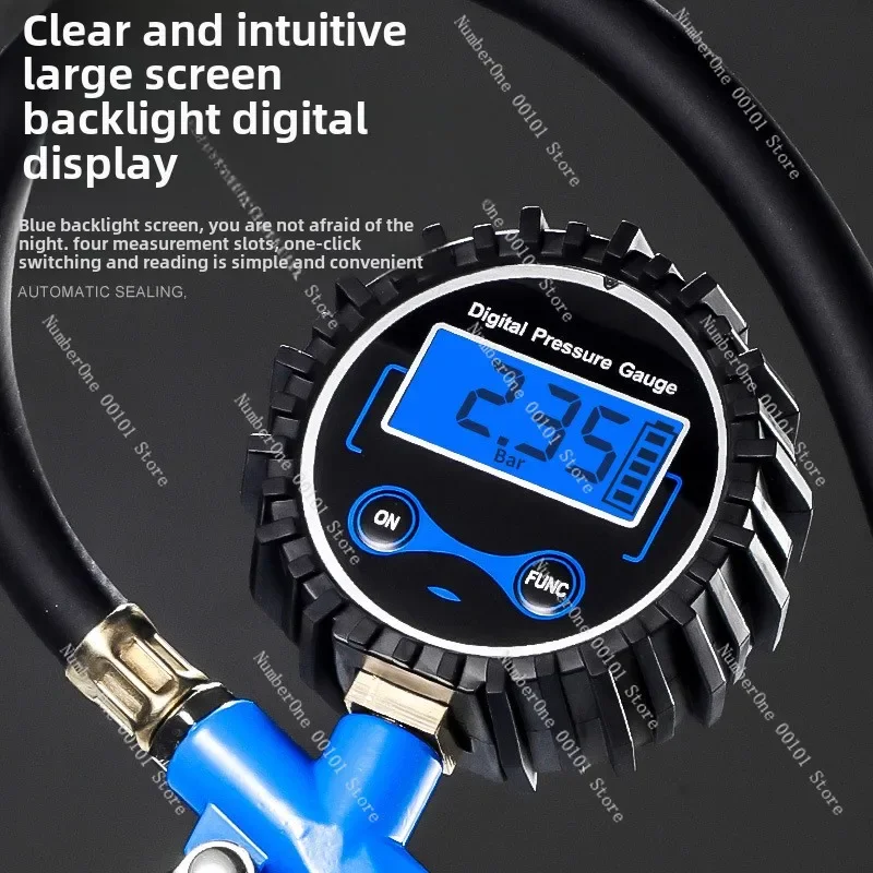 High precision tire pressure gauge with inflation head, car tire pressure monitoring instrument, digital inflation gauge,air gun