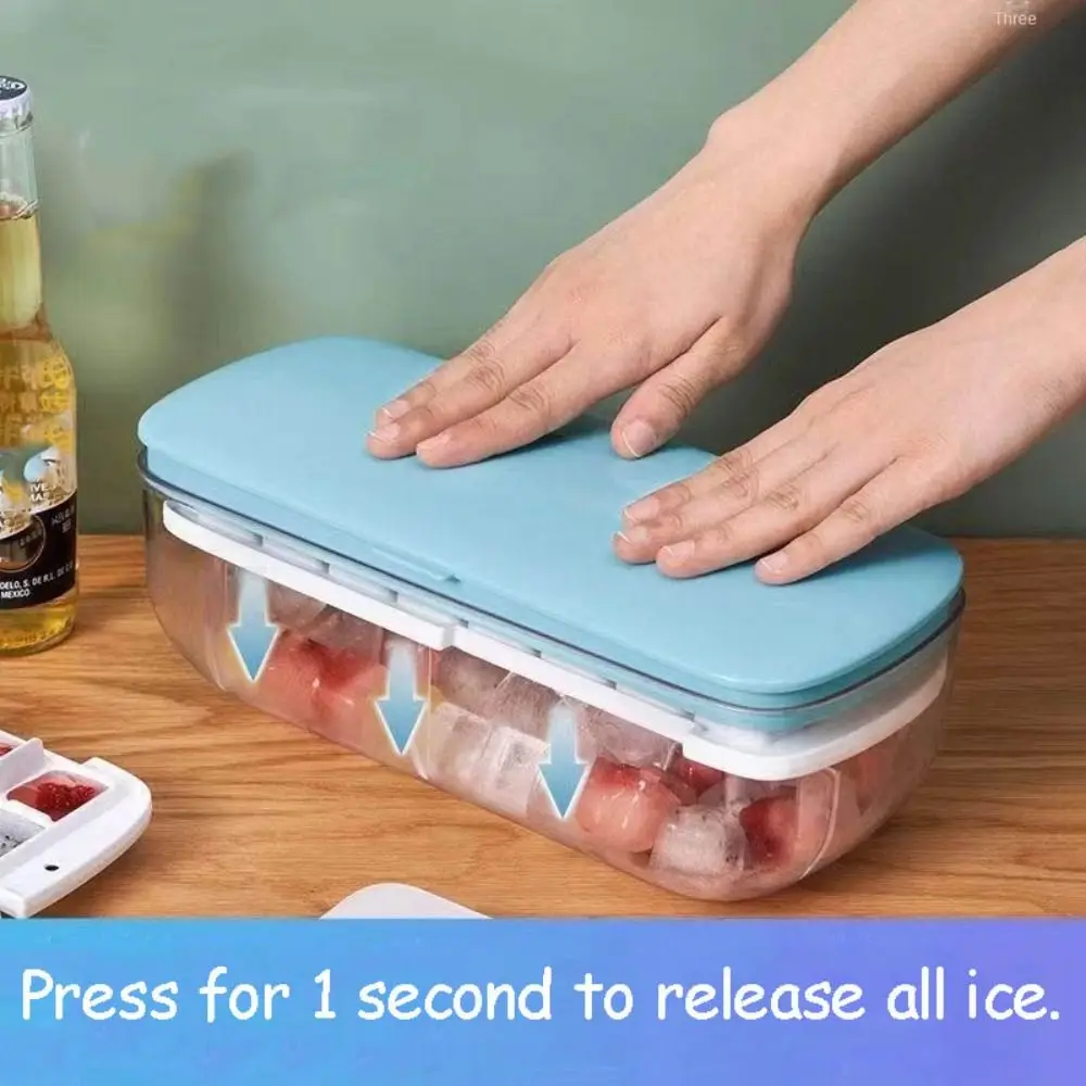 New 24/48 Grids Ice Cube Tray One-Button Double layered Ice Storage Box Ice Shovel Pressing Ice block mold Home