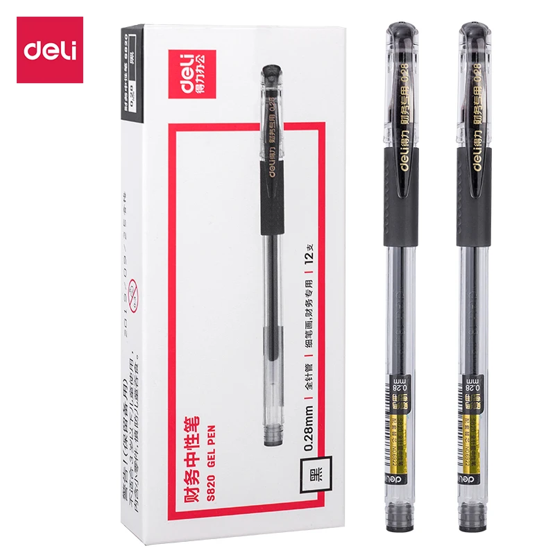 

Deli 12pcs 0.28mm Black Ink Gel Pen Office Pen Signing Pen School Student Supplies Stationery For Writing Office Supplies