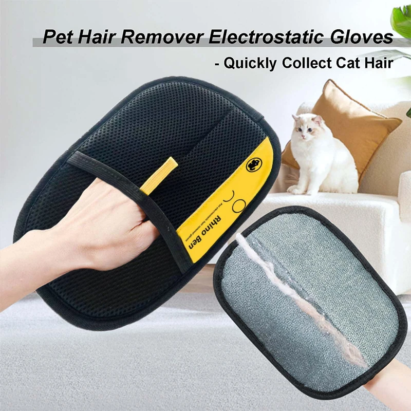 Fotografia 3: Luva Removedora de Pelos de Animais, Escova Eletrostática Reutilizável para Remoção de Pelos de Cães e Gatos, para Lençóis, Sofás, Tapetes e Roupas