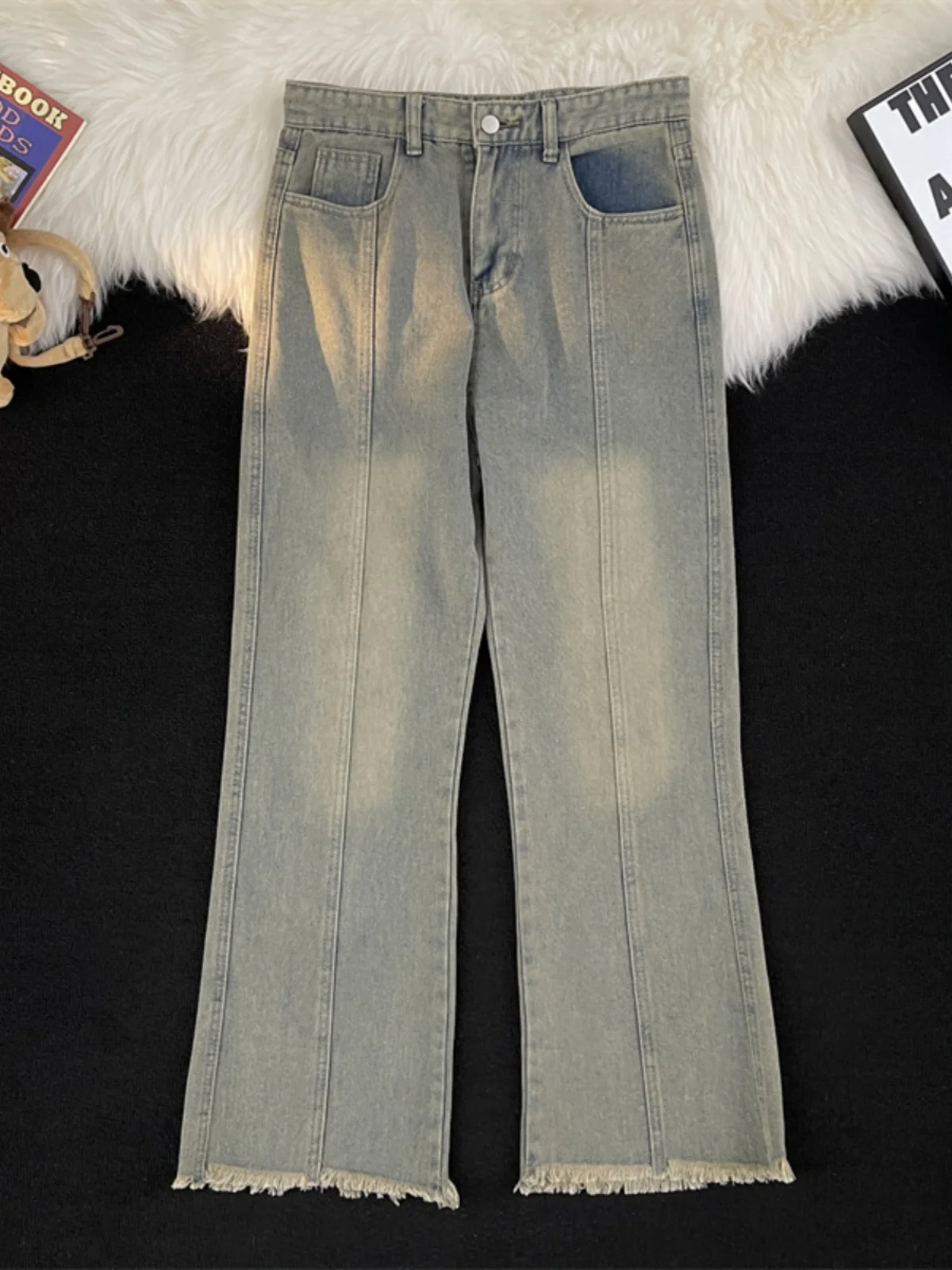 

Мужские джинсы-брюки в стиле ретро, широкие, из денима, весна-осень, брендовые, модные, длинные