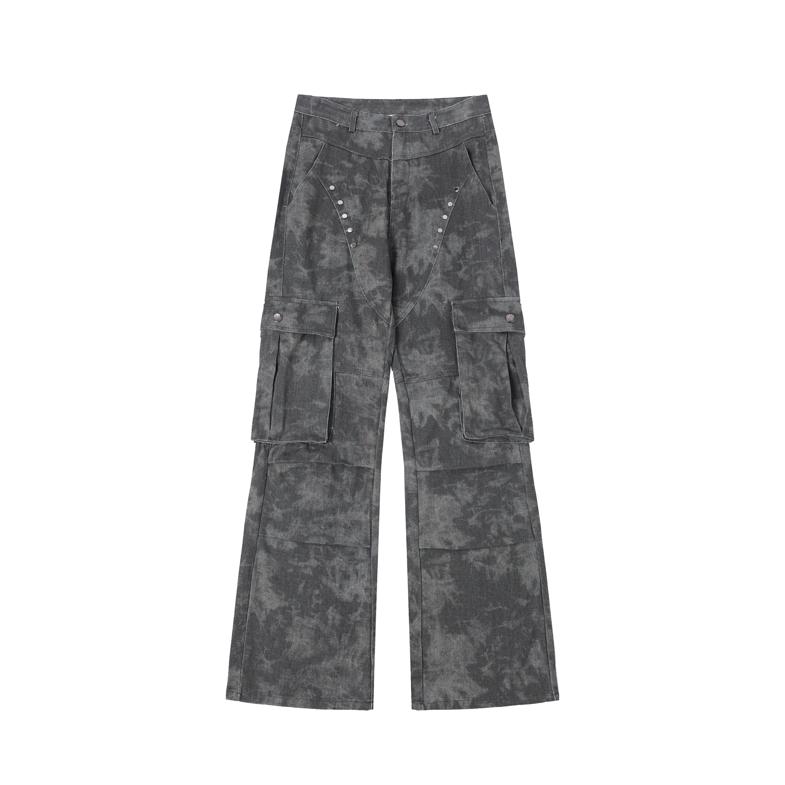 Retro High Street Multi-pocket Workwear Jeans Men Camouflage Loose Casual Personality Pants Men Trousers Male Clothes