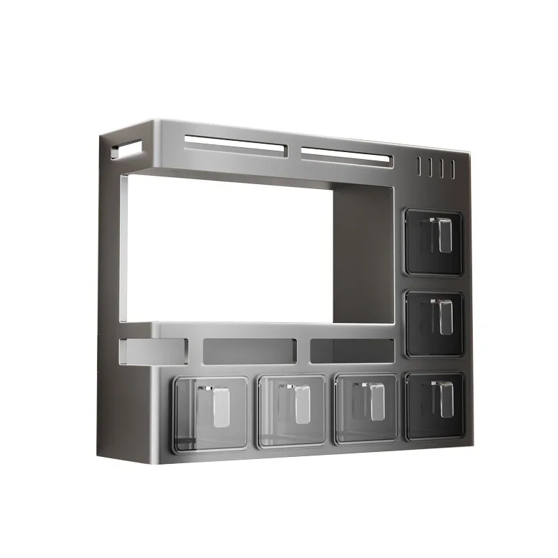 

Non-punching kitchen seasoning rack multi-functional wall-mounted