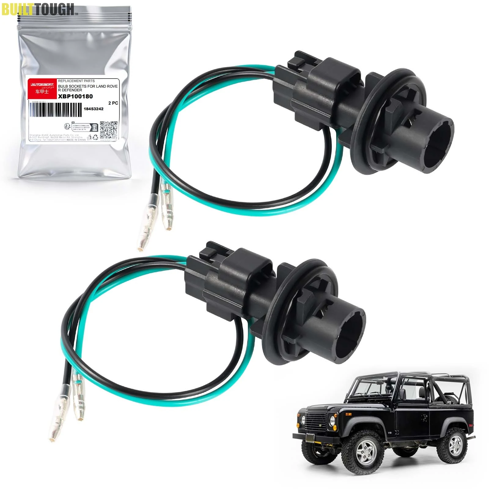 Front Bumper Bulb Socket with Wire Harness for Land Rover Discovery Defender Rear Tail Fog Light Base Connector XBP100180