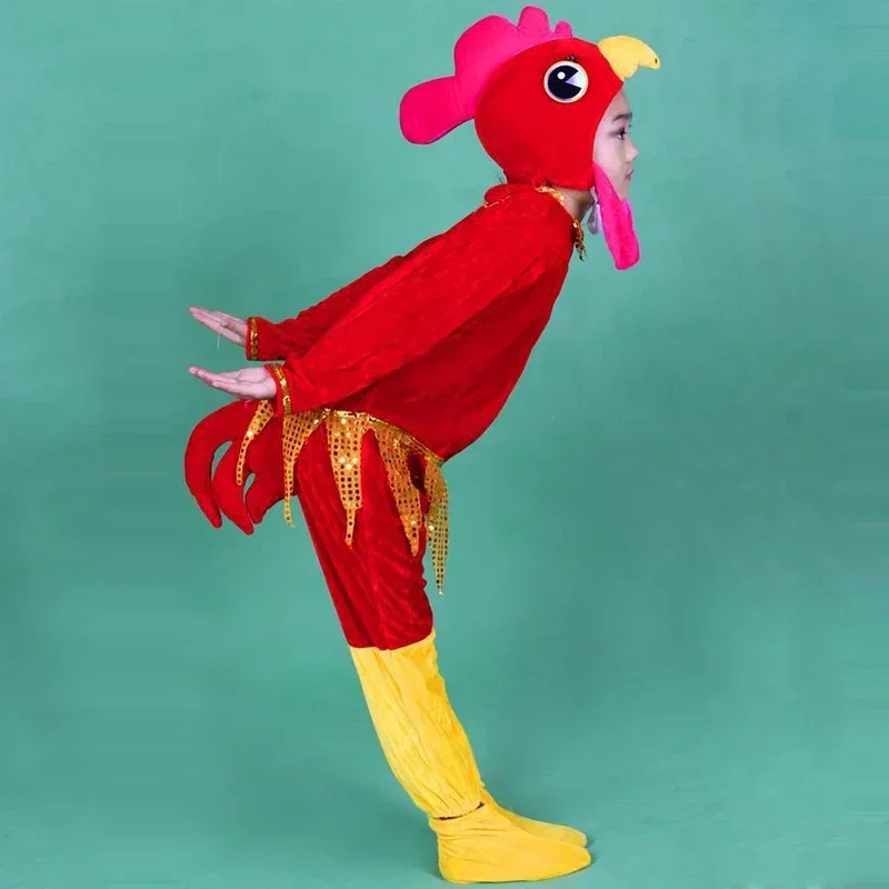 Kids Cos Clothing Boys Girls Stage Animal Cos Costumes Cock Hen Chick Party School Performance Drama Wear Set