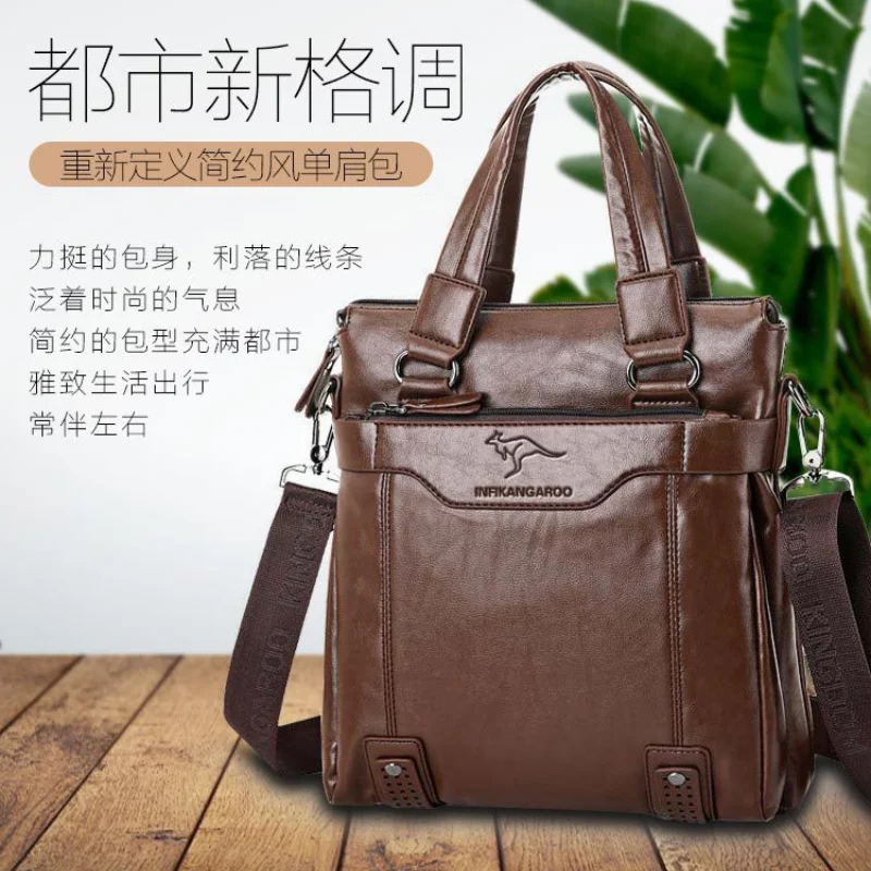 Men\'s Vertical Handbag Handheld Business Briefcase 2023 New Shoulder Bag Crossbody Bag