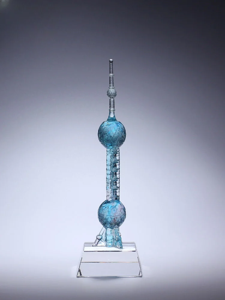 Shanghai Oriental Pearl TV Tower Tower Model Featured Souvenir Coloured Glass Craft Ornaments Light and Luxury