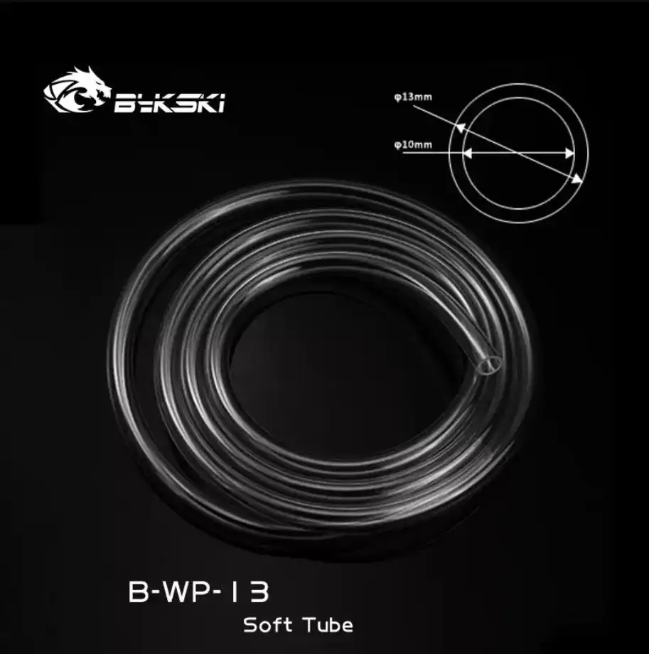 Bykski-Tubulações transparentes da mangueira da água, 10mm diâmetro interno mais 16mm diâmetro exterior, tubo do PVC, 1 m pelo PC