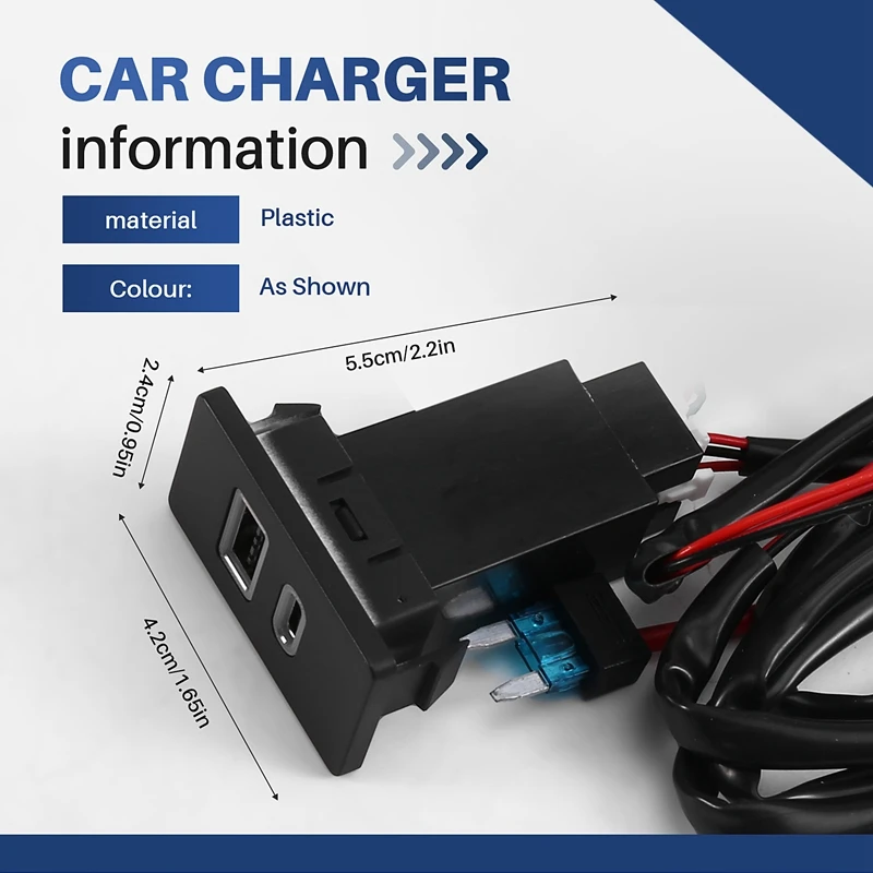 

Автомобильное зарядное устройство USB TYPE-C Зарядное устройство Розетка быстрой зарядки Входной адаптерJAS