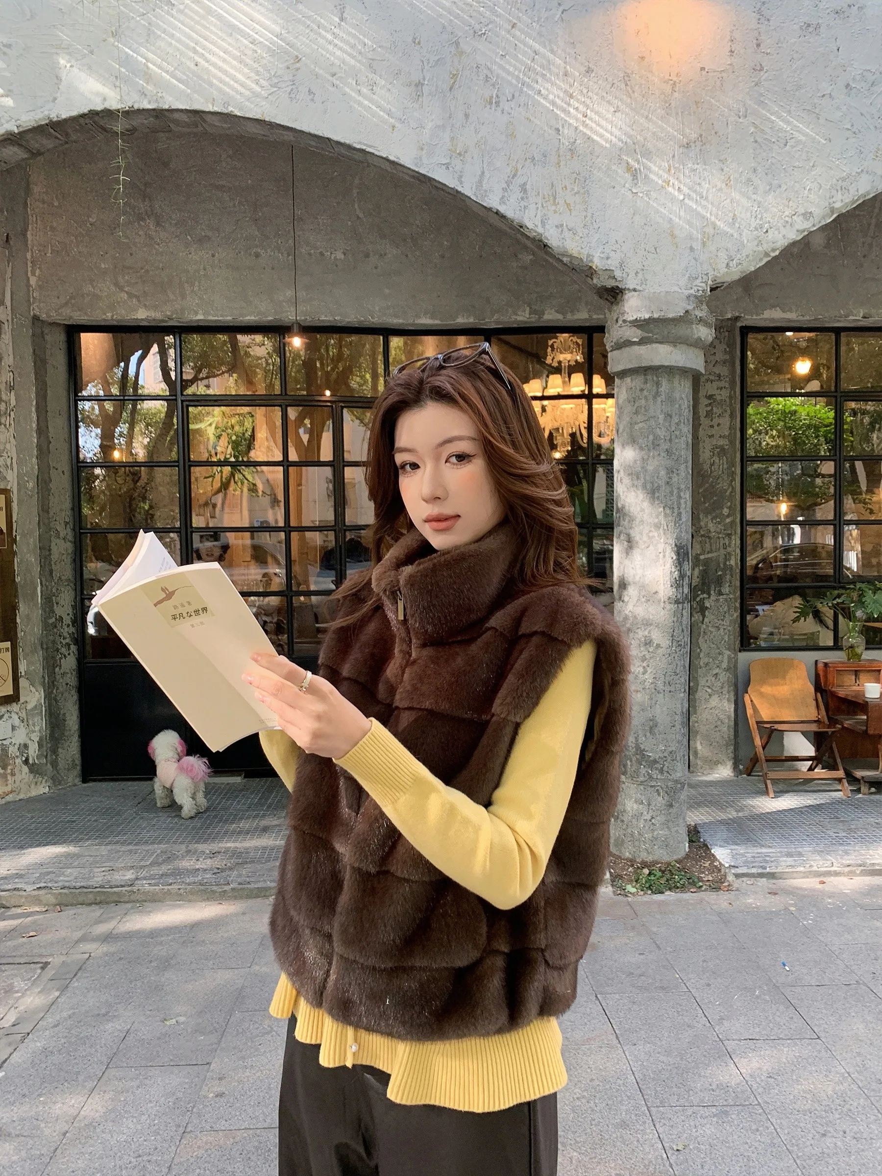 

Sam Seoi Autumn Winter Thickened Artificial Mink Fur Jacket Stand Collar Women's Vest Eco-friendly Leather Coats Long Sleeve ...