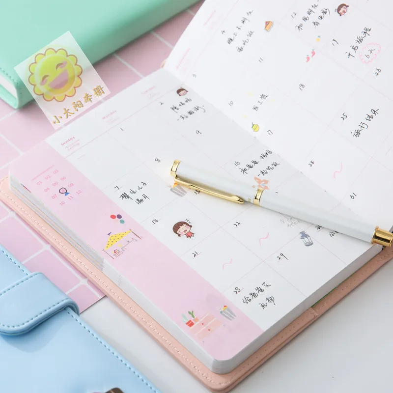 Kawai Handbook Creative Stationery Color Page Illustration Plan Note Diary Schedule Notebook Hand Painted Lovely School Supplies