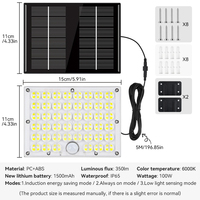 Outdoor LED Solar Light Waterproof IP65 Wall Spotlight 1500mAh Battery Motion Sensor Solar Floodlight