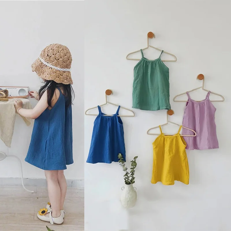 

Summer Breathable Baby girl one-piece dress Cotton Princess Muslin Dress For 0-4Yrs 2025 kids clothes Sleeveless Girls Sundress