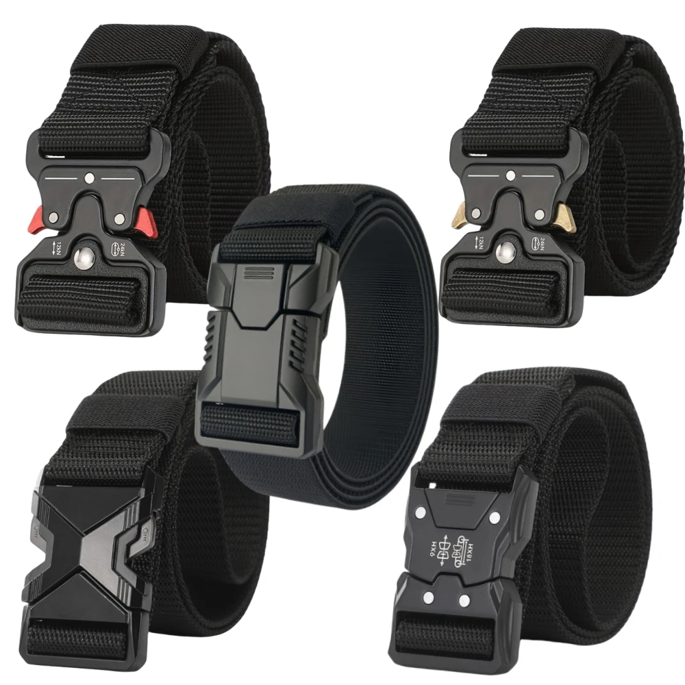 5 estilos, el nuevo cinturón para hombre, cinturones con hebilla de 125cm, cinturón de nailon trenzado ligero y transpirable para ir al trabajo diario para hombre