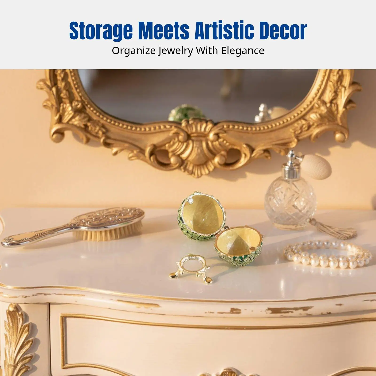 Russian Style Easter Oval, Jewelry Storage Box, European Decor