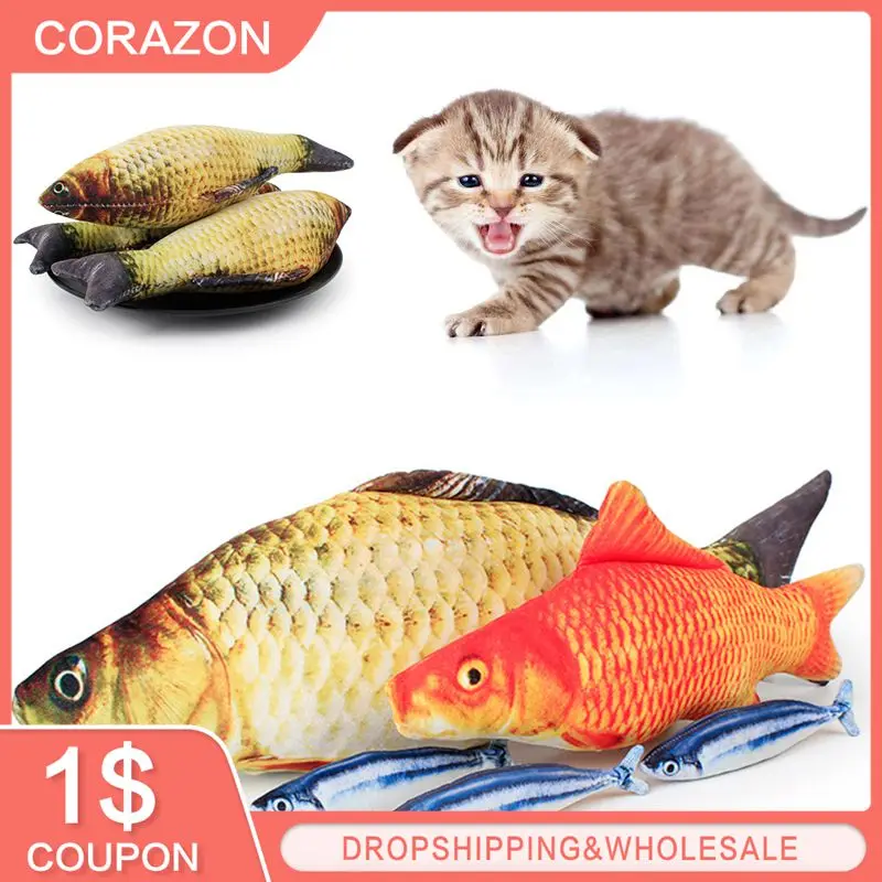 Cat Simulation Fish Dolls Interactive Cat Toy 18cm Moving Floppy Wagging Catnip Chew Bite Kitten Teaser Pet Supplies