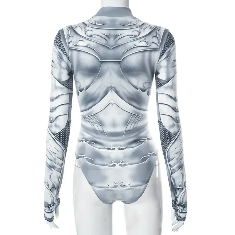 Zentai Robot Gotico Cyberpunk Steampunk Cosplay Tuta Donne Adulte Sexy Sottile Uniforme Catsuit Tuta Costume da Festa di Halloween
