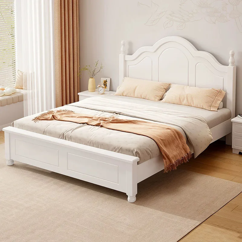 Girls European Bed Simple Wooden Design Loft Space Saving Double Frame Queen Bed Full Modern Letto Matrimoniale Home Furniture