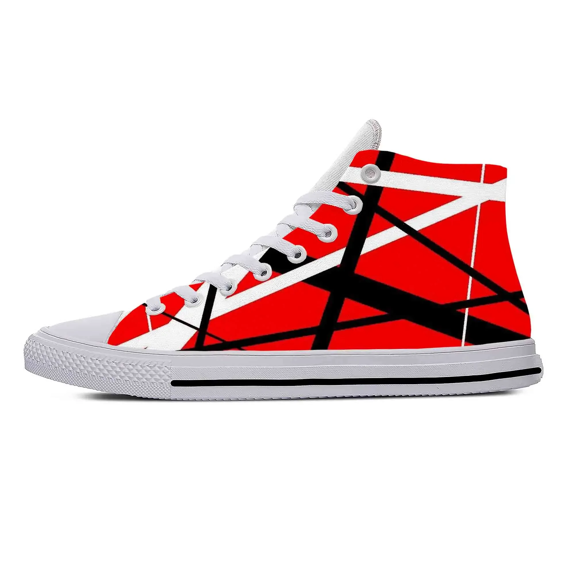 Hot EVH 5150 Stripes Guitar Metal Rock Music Band Breathable Lightweight High Top Casual Cloth Shoes 3D Print Men Women Sneakers