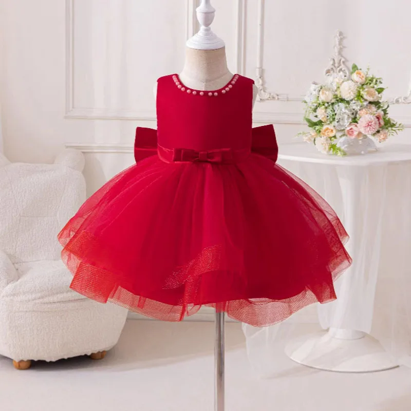 

Girls' Fashionable New Summer Baby One-Year-Old Dress Dress Princess Tutu Skirt Dress Children's Day Mesh Stage Performance Piano Host Costume Halloween Christmas Dress up Dress