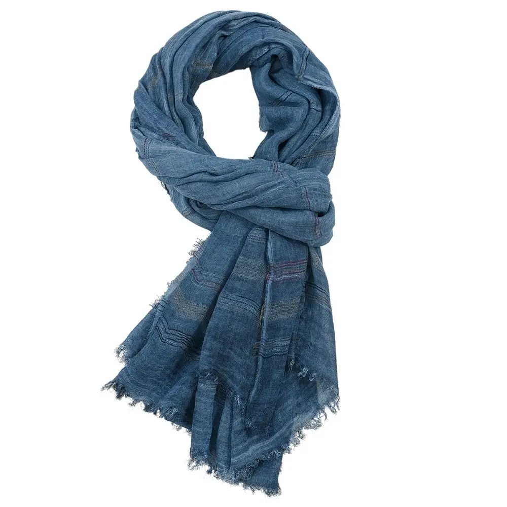 Cotton Linen Yarn-dyed Striped Men\'s Scarves Winter Men Scarf Tassel Long Shawl Bufanda Male Accessories