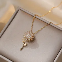 Double-layer RotatableNecklaces For Women Fashion Chain Choker Stainless Steel Jewelry Accessories