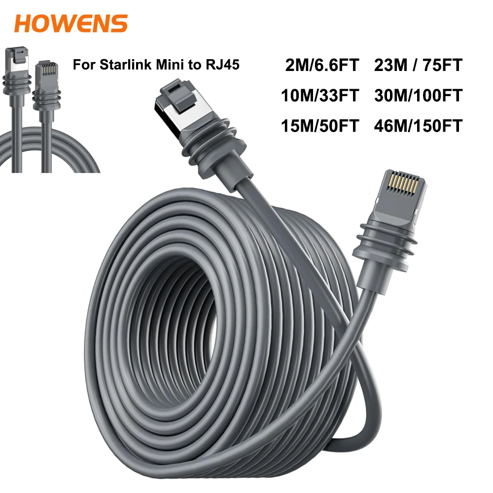 

Кабель RJ45 водонепроницаемый для Starlink Mini Dish, скорость передачи данных 1000 Мбит/с, для подключения компьютера к роутеру, сменный шнур 5м/10м