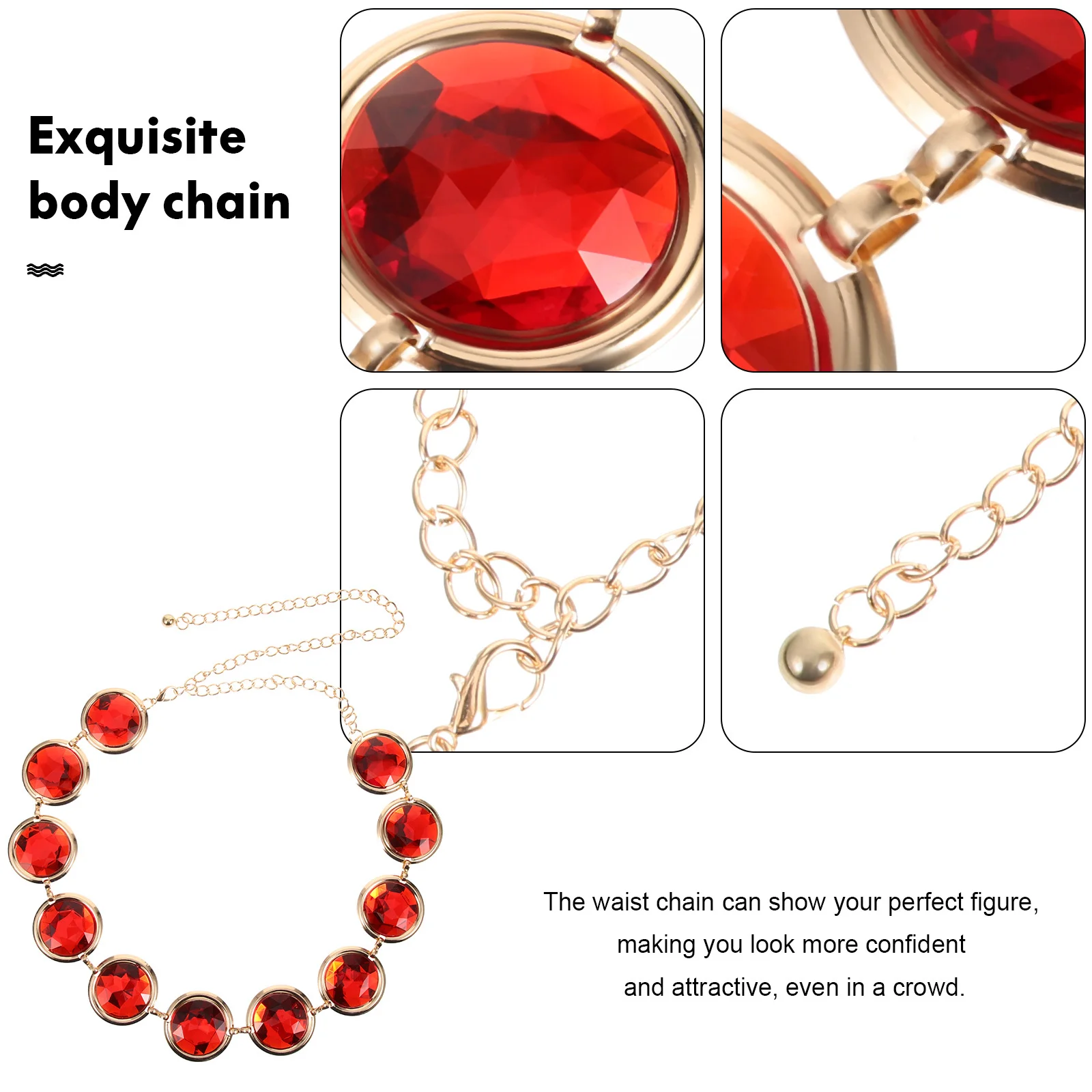 

Waist Chain for Women Rhinestone Body Chain Beach Party Costume Accessory Jewelry Gift for Girls