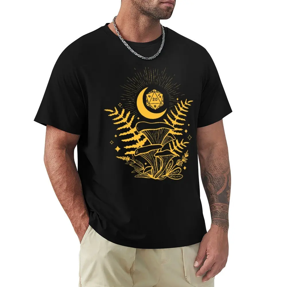 Round Neck DND DRUID DICE Forest Mushroom Fern And Moon T-shirt  Movement Tshirt Vintage Humor Graphic Leisure USA Size