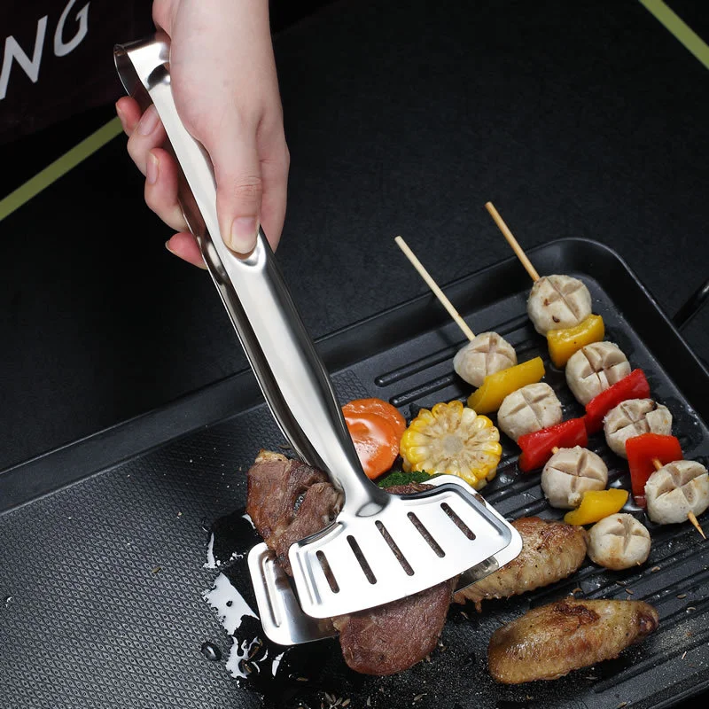 

New Kitchen Bread Meat Clamp Stainless Steel BBQ Barbecue Tong Fried Steak Shovel Fish Utensil Set