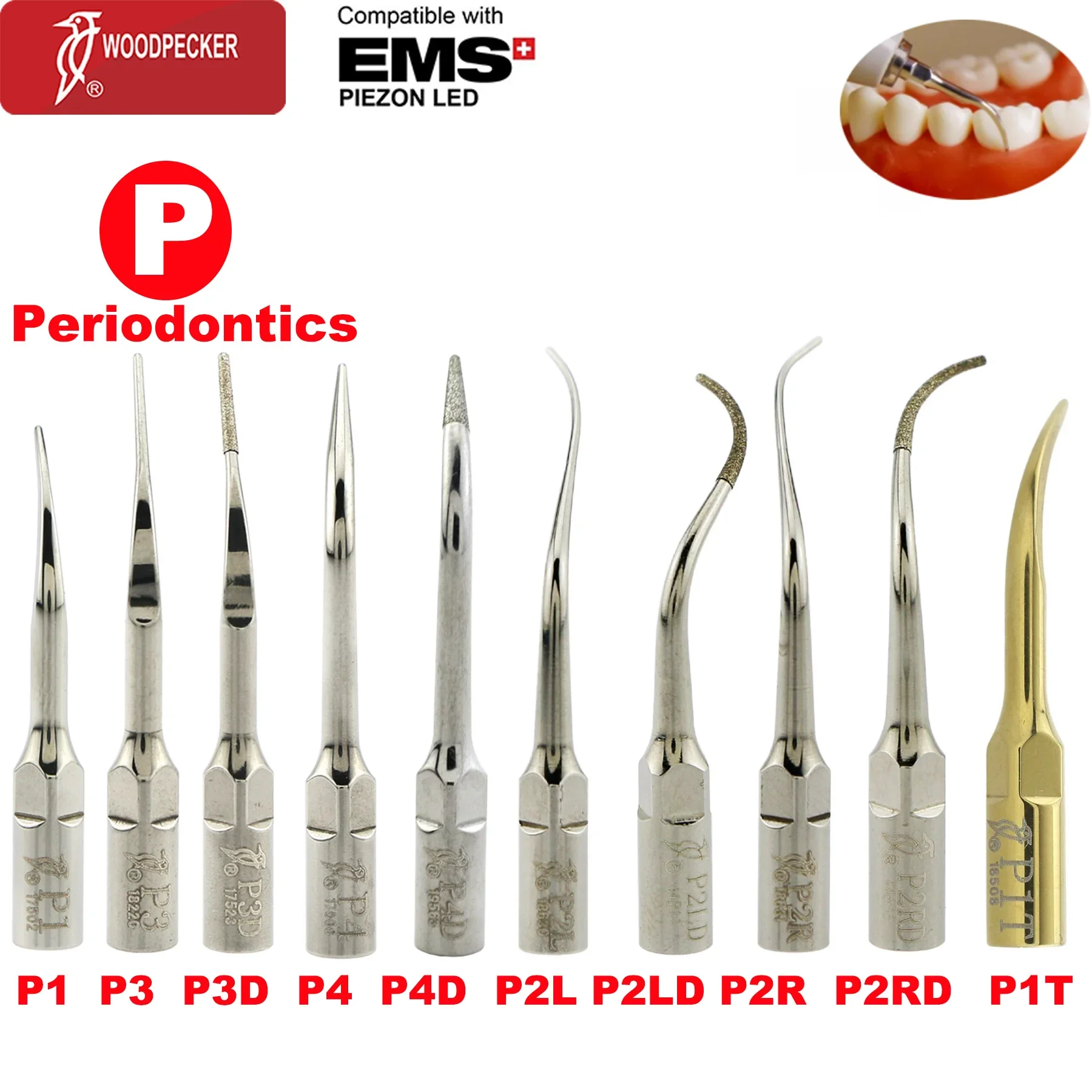 Woodpecker Scaler gigi ultrasonik, ujung mesin pembersih gigi, mesin pembersih gigi Endo Perio Scaling Tips Fit EMS UDS Scaler Handpiece